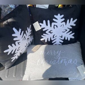 Festive Snowflake and Merry Christmas Pillow Set